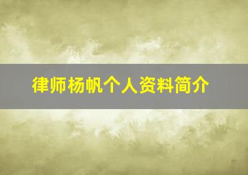 律师杨帆个人资料简介