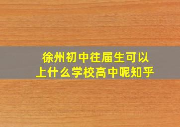 徐州初中往届生可以上什么学校高中呢知乎