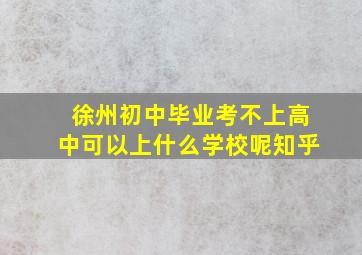 徐州初中毕业考不上高中可以上什么学校呢知乎