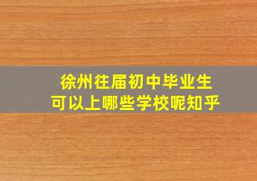 徐州往届初中毕业生可以上哪些学校呢知乎