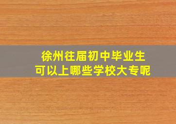 徐州往届初中毕业生可以上哪些学校大专呢