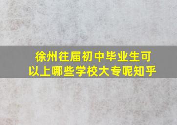 徐州往届初中毕业生可以上哪些学校大专呢知乎