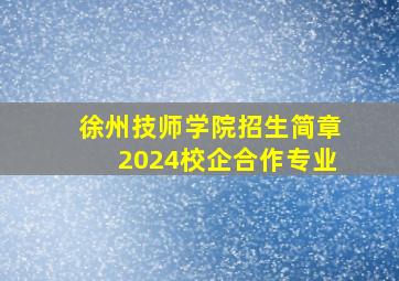 徐州技师学院招生简章2024校企合作专业