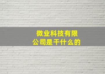 微业科技有限公司是干什么的