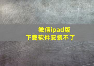 微信ipad版下载软件安装不了