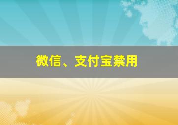 微信、支付宝禁用