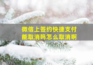 微信上签约快捷支付能取消吗怎么取消啊