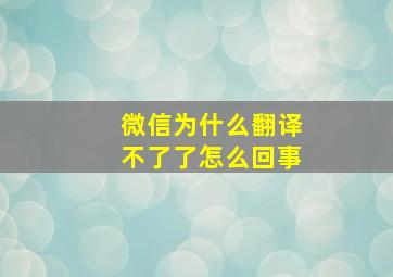 微信为什么翻译不了了怎么回事