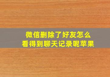 微信删除了好友怎么看得到聊天记录呢苹果