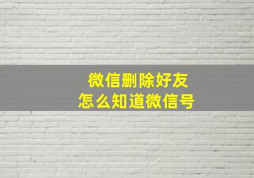 微信删除好友怎么知道微信号