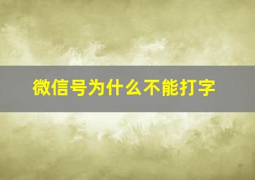 微信号为什么不能打字