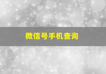 微信号手机查询