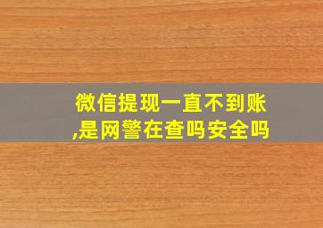 微信提现一直不到账,是网警在查吗安全吗