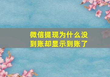 微信提现为什么没到账却显示到账了