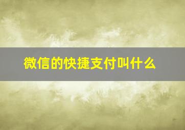 微信的快捷支付叫什么