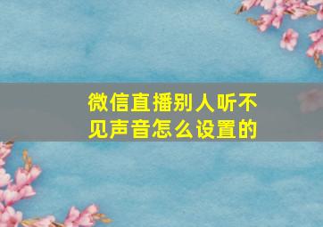 微信直播别人听不见声音怎么设置的