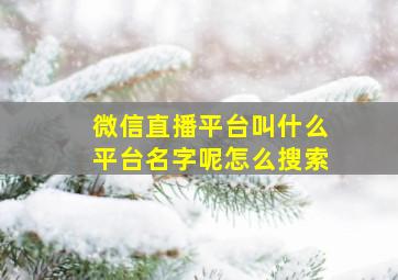 微信直播平台叫什么平台名字呢怎么搜索