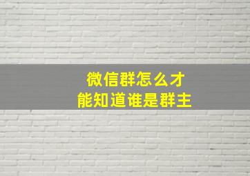 微信群怎么才能知道谁是群主