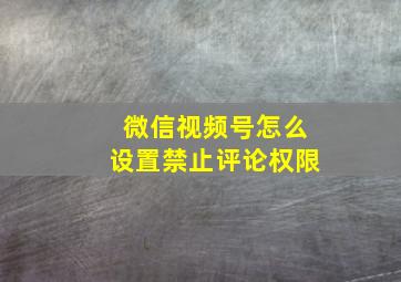 微信视频号怎么设置禁止评论权限