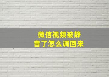 微信视频被静音了怎么调回来