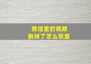 微信里的视频删掉了怎么恢复