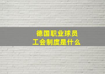 德国职业球员工会制度是什么