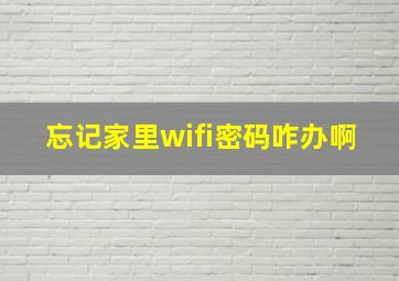 忘记家里wifi密码咋办啊