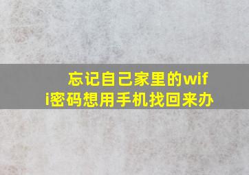 忘记自己家里的wifi密码想用手机找回来办