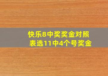 快乐8中奖奖金对照表选11中4个号奖金