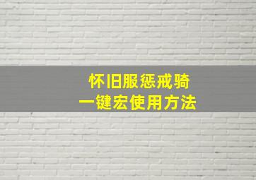 怀旧服惩戒骑一键宏使用方法