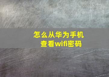 怎么从华为手机查看wifi密码