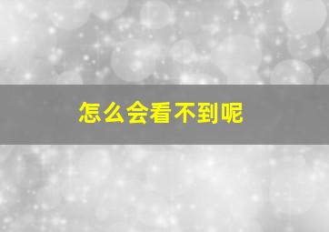 怎么会看不到呢