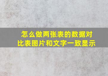 怎么做两张表的数据对比表图片和文字一致显示