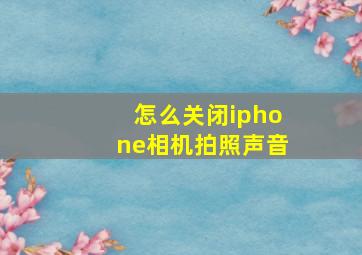 怎么关闭iphone相机拍照声音