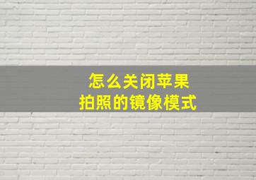 怎么关闭苹果拍照的镜像模式