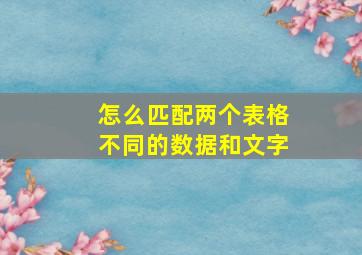 怎么匹配两个表格不同的数据和文字