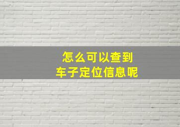 怎么可以查到车子定位信息呢