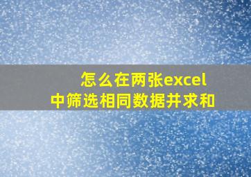 怎么在两张excel中筛选相同数据并求和