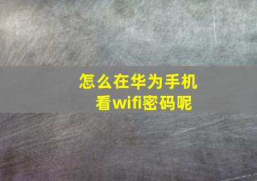 怎么在华为手机看wifi密码呢