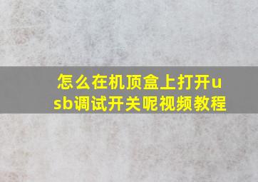 怎么在机顶盒上打开usb调试开关呢视频教程