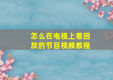 怎么在电视上看回放的节目视频教程