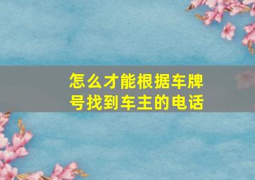 怎么才能根据车牌号找到车主的电话