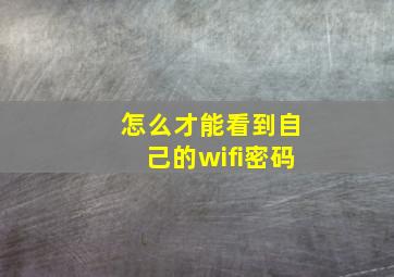 怎么才能看到自己的wifi密码