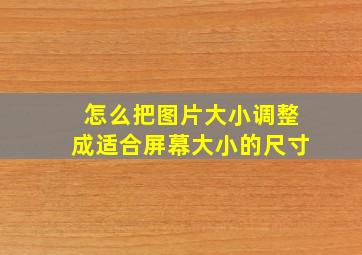 怎么把图片大小调整成适合屏幕大小的尺寸