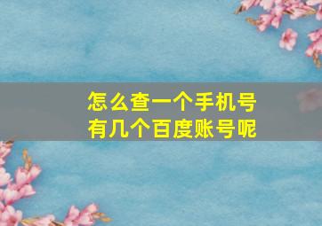 怎么查一个手机号有几个百度账号呢