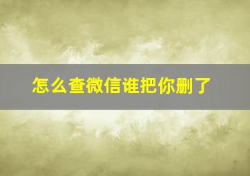 怎么查微信谁把你删了