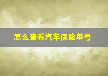 怎么查看汽车保险单号