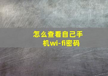 怎么查看自己手机wi-fi密码