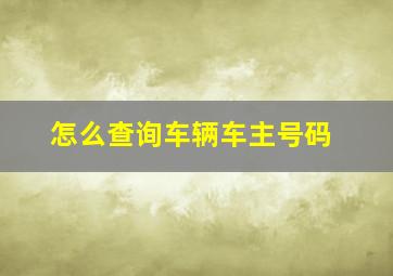 怎么查询车辆车主号码