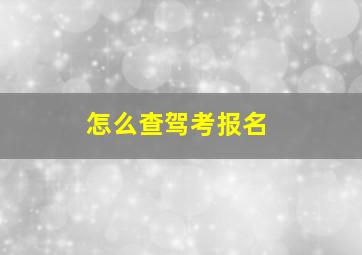 怎么查驾考报名